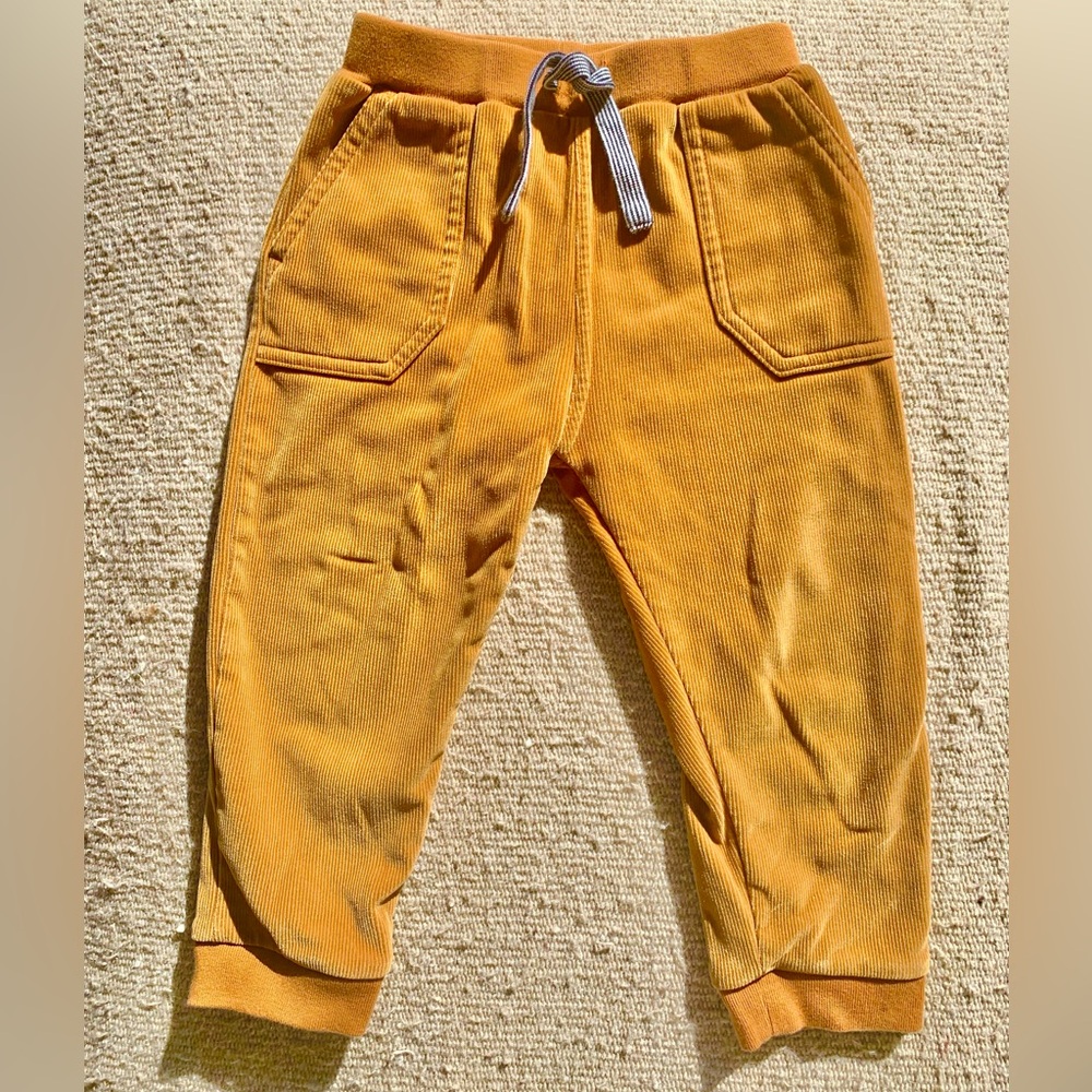 Petit Bateau Ribbed Velvet Joggers with Fleece Lining